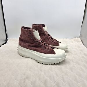 Converse Run Star Hike Hi High Top Velour Velvet Pink Sneakers